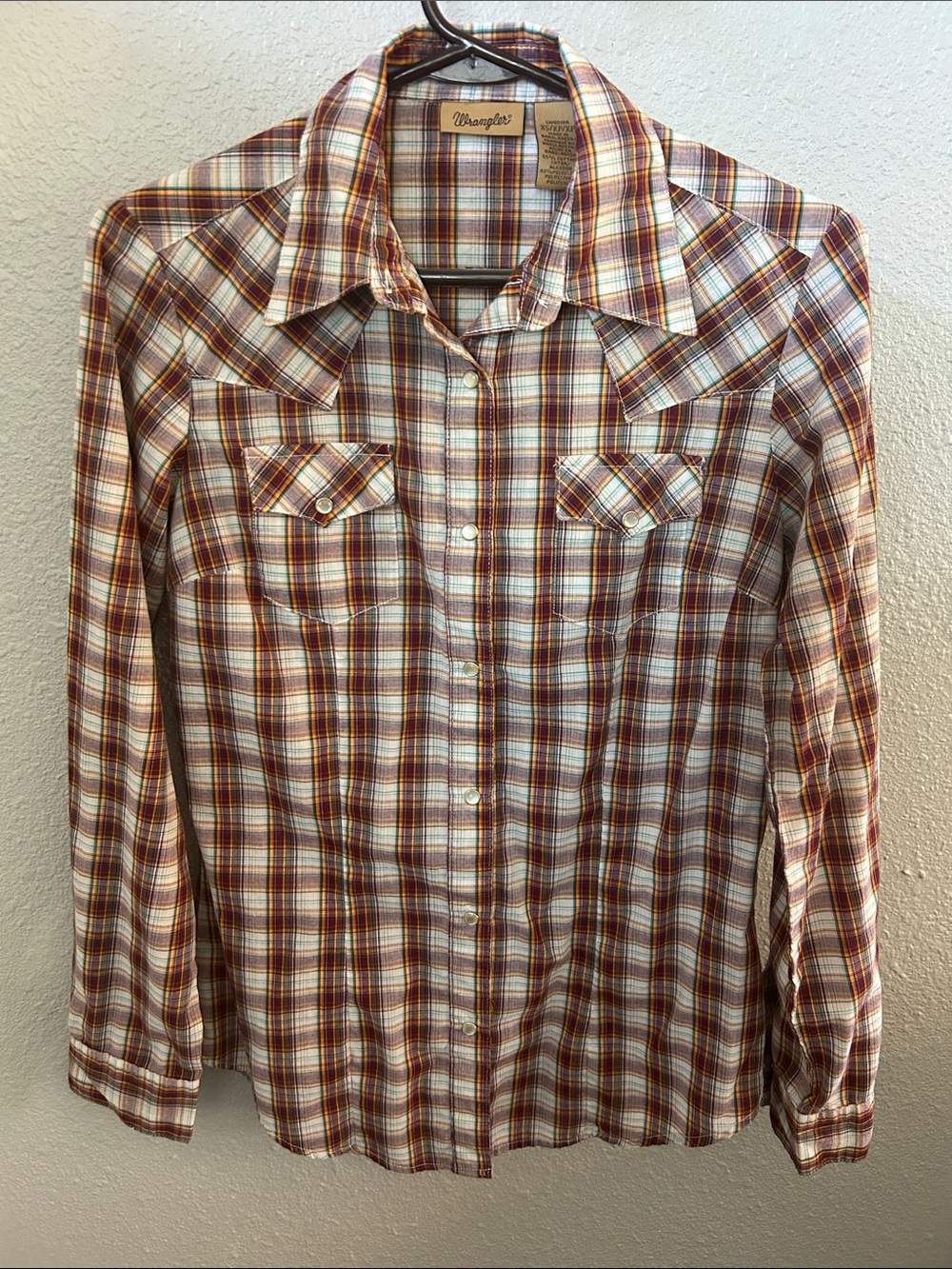 Wrangler Women's Brown Plaid Pearl-snap Western Shirt